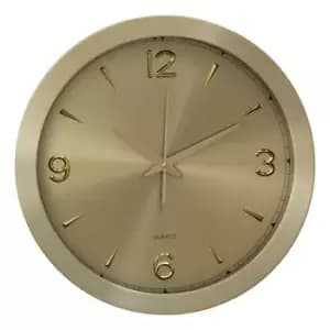 Premier Housewares Elko Round Metallic Aluminium Wall Clock - Gold Finish