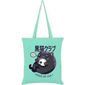 Kawaii Coven Black Cat Club Tote Bag (One Size) (Mint Green/Black)