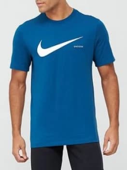 Nike Sports Wear Swoosh Short Sleeve Tee, Blue Size M Men