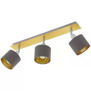 Netlighting Valbiano 3 Lamp Spotlight Bar Brushed Brass, Satin Nickel
