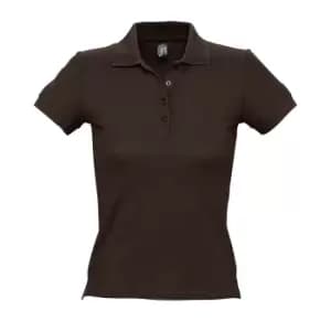 SOLS Womens/Ladies People Pique Short Sleeve Cotton Polo Shirt (XL) (Chocolate)