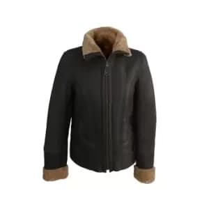 Eastern Counties Leather Womens/Ladies Orlando Aviator Sheepskin Coat (12) (Dark Brown Distressed)