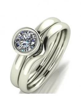 Moissanite 9ct Gold 1.1 Carat Eq Moissanite Bridal Set, White Gold Size M Women