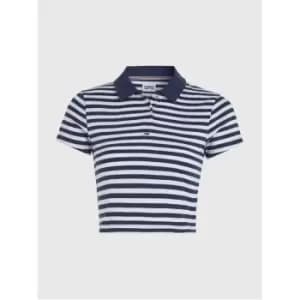 Tommy Jeans Essential Stripe Polo Top - Blue
