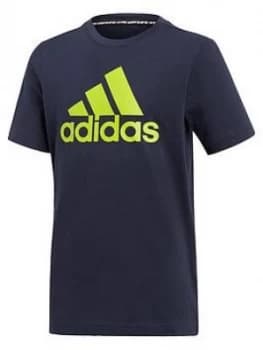 adidas Boys Badge Of Sport T-Shirt - Grey, Size 13-14 Years