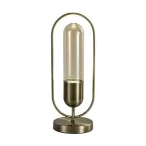Luminosa Lighting - Table Lamp, 1 x 7W LED, 4000K, 790lm, Antique Brass, Amber