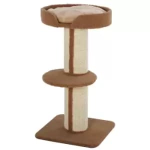 PawHut 2-Tier Cat Resting Tree w/ Top Basket, Cushion and Sisal Post - Brown