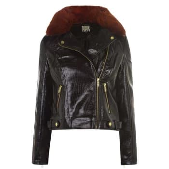 Biba Croc PU Jacket - Chocolate