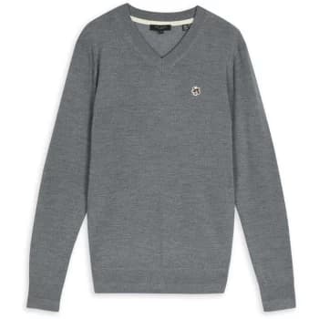 Ted Baker Kenton V Neck Sweater - CHARCOAL