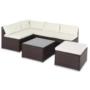 5 Seater Poly Rattan Corner Sofa Brown/Cream