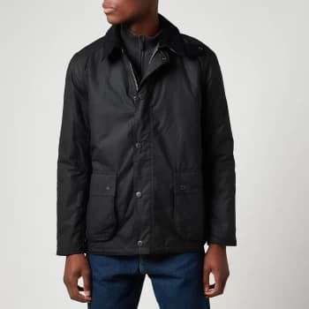Barbour Tartan Mens Horto Wax Jacket - Black - M
