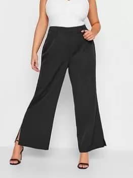 Yours Split Flare Trouser Black, Size 16, Women