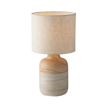 Fan Europe Lighting - Fan Europe Woody - Ceramic Table Lamp with fabric shade, Natural Wood Sand, E27
