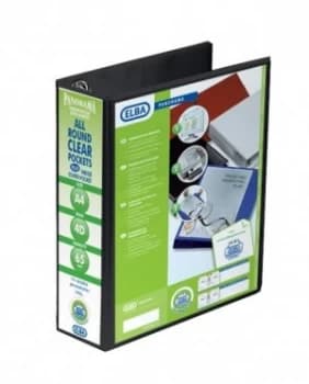 Elba Panorama Pres Laf File A4 70mm Blk - 5 Pack