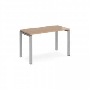 Adapt II Single Desk 1200mm x 600mm - Silver Frame Beech top