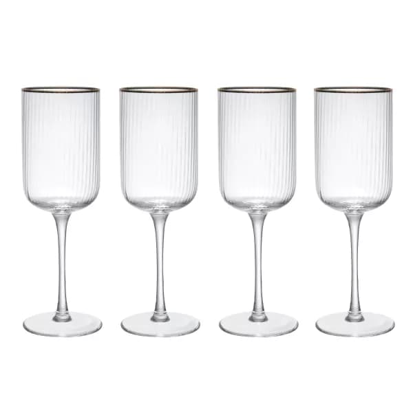 Sorrento Ridged Crystal Red Wine Glasses, Set of 4, 450ml