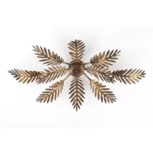 Felce 6 Light Feather Multi Arm Semi Flush Ceiling Lamp, Bronze
