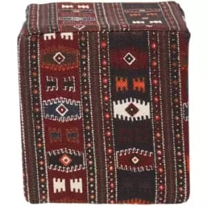 Homescapes - Multicolour Kilim Print Cotton Cube Pouffe 36 x 36 x 38cm - Multi