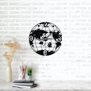 Globe Clock Black Decorative Metal Wall Clock