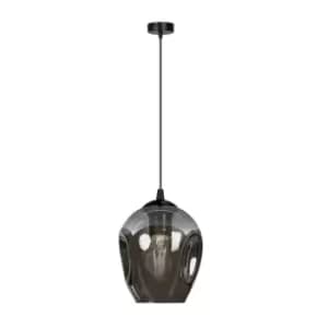 Istar Black Dome Pendant Ceiling Light with Graphite Glass Shades, 1x E27