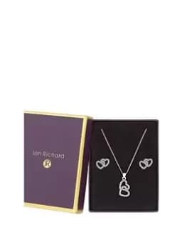 Jon Richard Rhodium Plated Cubic Zirconia Heart Pendant Set - Gift Boxed, Silver, Women