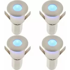 4 pack Recessed Decking IP67 Guide Light - 1.2W Blue Light LED - Satin Nickel