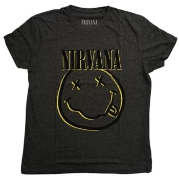 Nirvana - Inverse Smiley Unisex Large T-Shirt - Grey/ Black