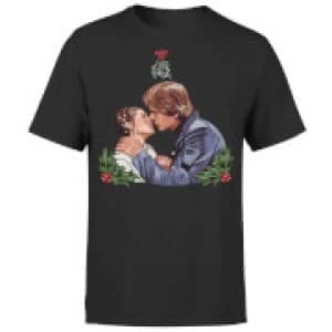 Star Wars Christmas Mistletoe Kiss Black T-Shirt - L - Black