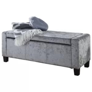 Verona Crushed Velvet Ottoman Grey