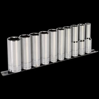 Siegen 10 Piece 1/2" Drive Deep Hexagon WallDrive Socket Set Metric 1/2"