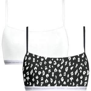 Calvin Klein 2 Pack CK One Cotton Bralettes - BLK/WHT CHEETAH