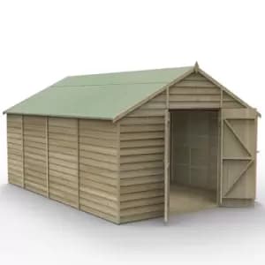 15a x 10a Forest 4Life 25yr Guarantee Overlap Pressure Treated Windowless Double Door Apex Wooden Shed (4.48m x 3.2m)