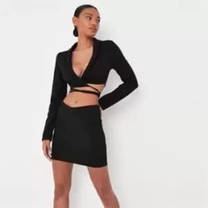 Missguided Basic Tailored Crop Tie Blazer - Black