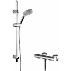 Nuie - Binsey Round Thermostatic Bar Shower Valve with Slim Single Function Slider Rail Kit - Chrome