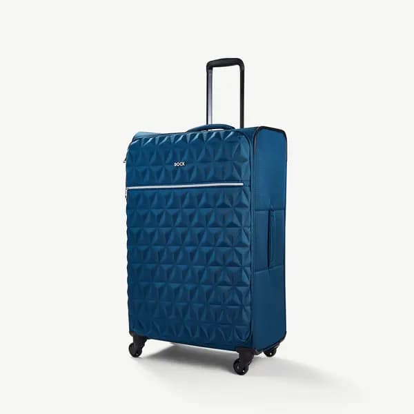 Rock Luggage Jewel UYG8Y Large Soft Shell Blue Suitcase