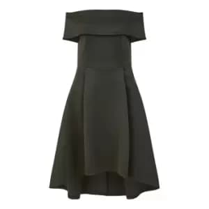 Mela London Black Bardot Dipped Hem Dress - Black