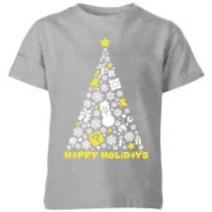 Nintendo Super Mario White Christmas Happy Holidays Kid's T-Shirt - Grey - 11-12 Years