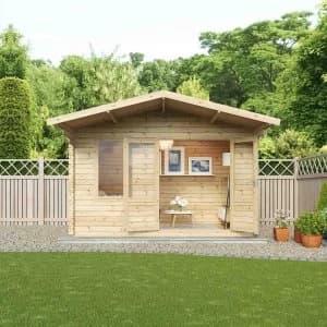Mercia 34mm Single Glaze Retreat Log Cabin - 4x3m