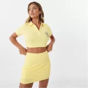 Slazenger Sofia Richie Polo Crop Top - Yellow