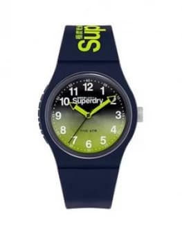 Superdry Urban Laser Navy/Lime Graduated Dial Navy Silicone Strap Unisex Watch, One Colour, Men