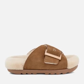 UGG Womens Outslide Buckle Suede Sandals - Chestnut - UK 4