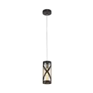 1 Light Ceiling Pendant E14, Oiled Bronze, Polished Chrome, Amber - Luminosa Lighting