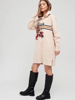 Hugo Boss Tiger Graphic Longline Hoodie Beige Size L Women