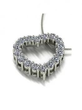 Moissanite 9ct White Gold Lady Lynsey 1 Carat Eq Moissanite Heart Pendant Necklace, One Colour, Women