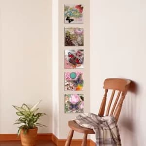 UTB03 Pink Red Blue Green Decorative MDF Painting (5 Pieces)