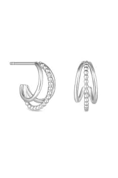 Silver Plated Recycled 3 Row Hoop Earrings - Gift Pouch