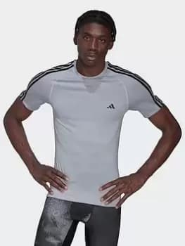 adidas Train Techfit 3s T-Shirt, Silver, Size S, Men
