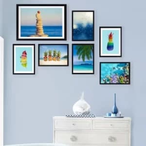 SET_120 Multicolor Decorative Framed Painting (6 Pieces)