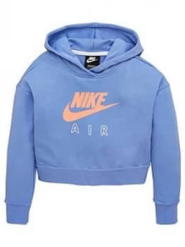 Nike Air Older Girls Crop Hoodie - Blue
