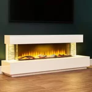 Acantha Aspen White Marble & Slate Fireplace Suite with Downlights, 69 Inch